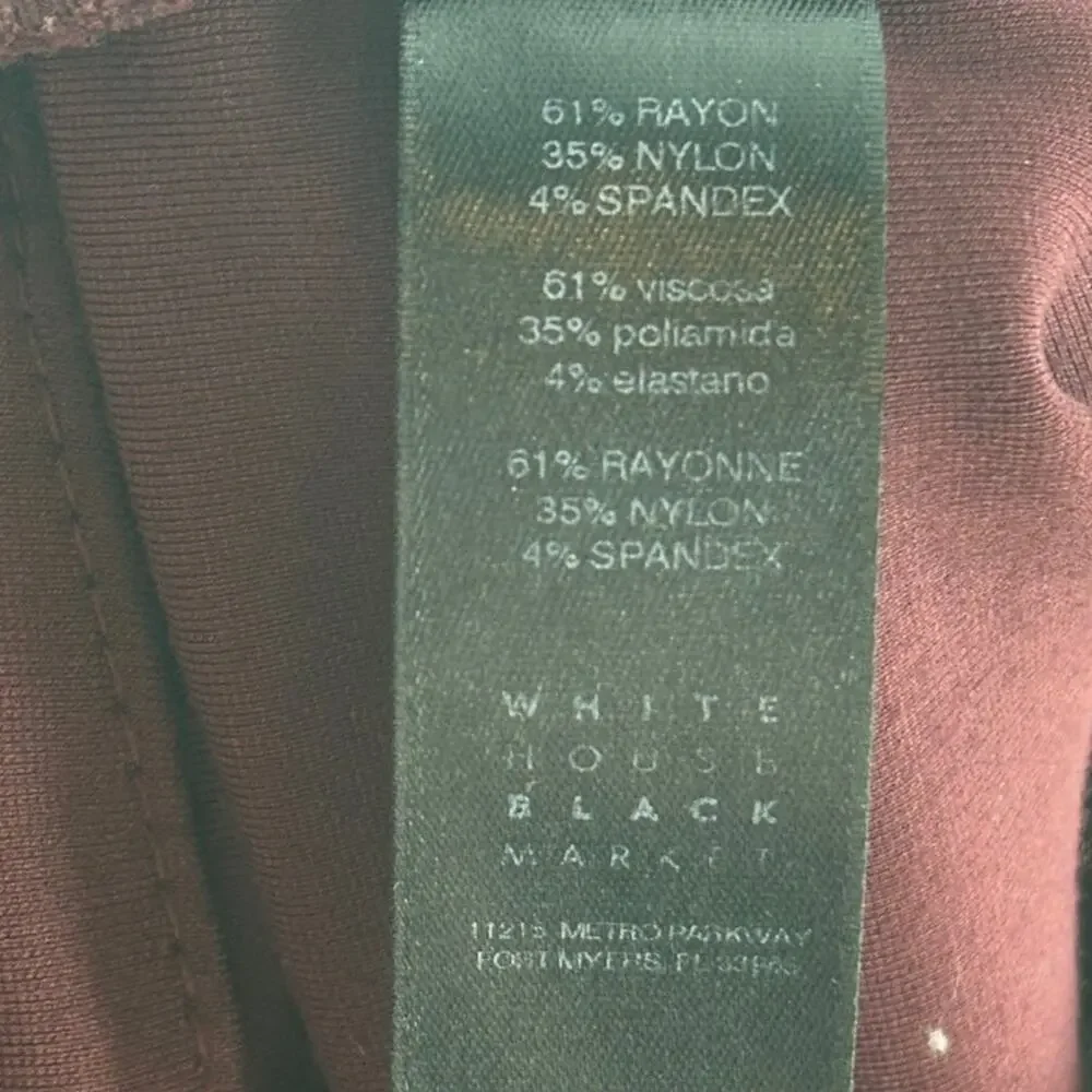 White House Black Market WHBM Burgundy Ponte The Slim Ankle Pants